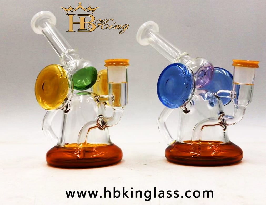 Hbking KT21 7.5Inch Double Chamber Colorful Recycler Glass Bong HB King ...